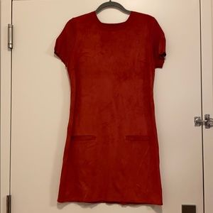 NY&CO Red suede shortsleeve dress with stretch